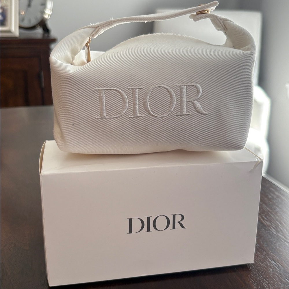 Dior White Canvas Pouch